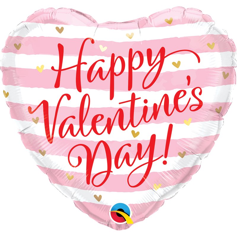 18in VALENTINE'S PINK STRIPES FOIL BALLOON