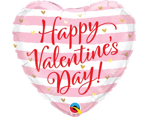 18in VALENTINE'S PINK STRIPES FOIL BALLOON