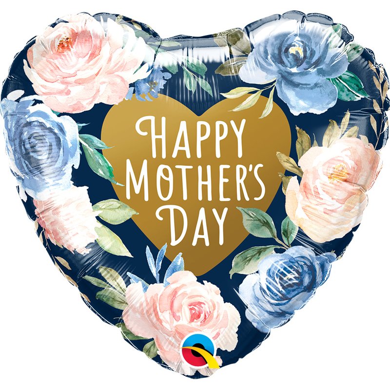 18in MOTHER'S DAY PINK & BLUE ROSES FOIL BALLOON