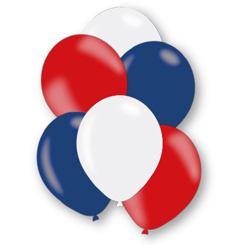 24PK RED/WHITE/BLUE LATEX BALLOONS