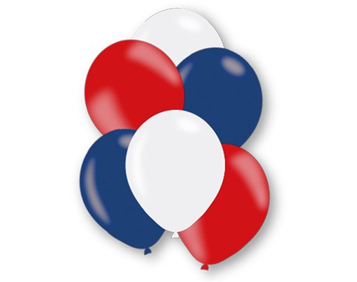 36PK RED/WHITE/BLUE LATEX BALLOONS