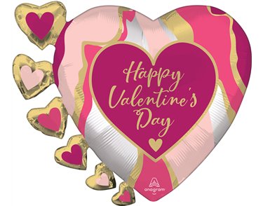 ABSTRACT MARBLE SATIN VALENTINES SUPERSHAPE