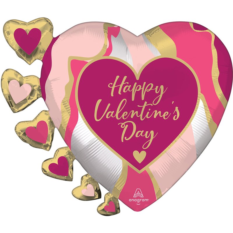 ABSTRACT MARBLE SATIN VALENTINES SUPERSHAPE