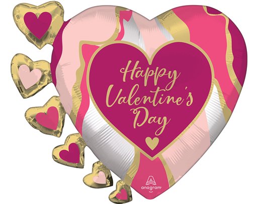 ABSTRACT MARBLE SATIN VALENTINES SUPERSHAPE
