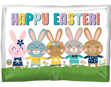 18in HAPPY EASTER BUNNIES FOIL BALLOON