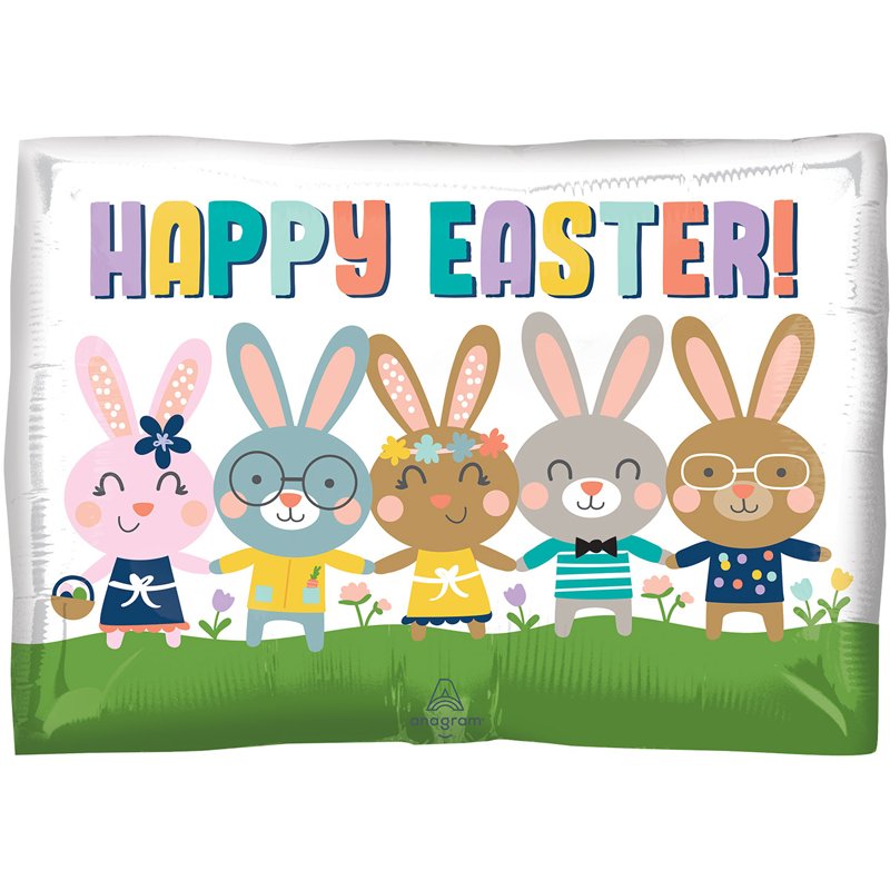 18in HAPPY EASTER BUNNIES FOIL BALLOON