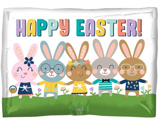 18in HAPPY EASTER BUNNIES FOIL BALLOON