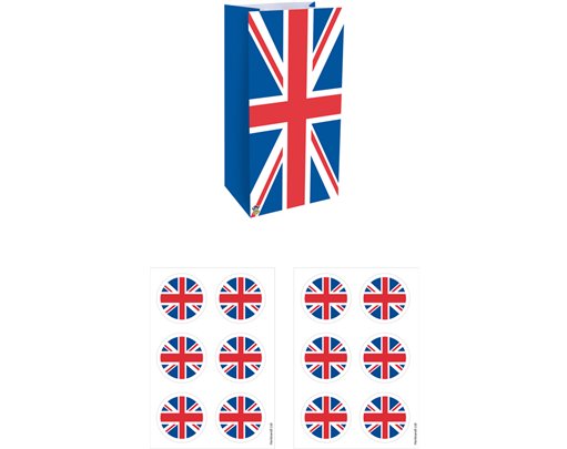 12PK UNION JACK BAGS WITH STICKERS
