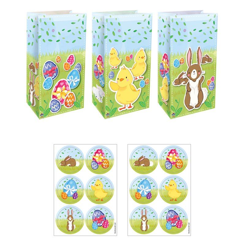 12PK EASTER BAGS WITH STICKERS