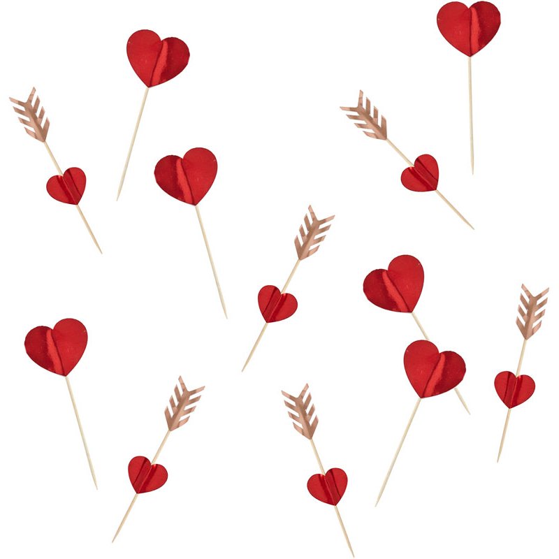 12PC HEART FOOD PICKS