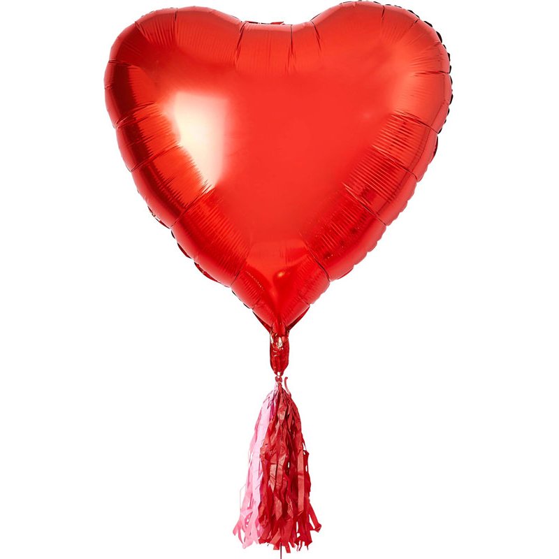 32in GIANT HEART BALLOON WITH TASSELS