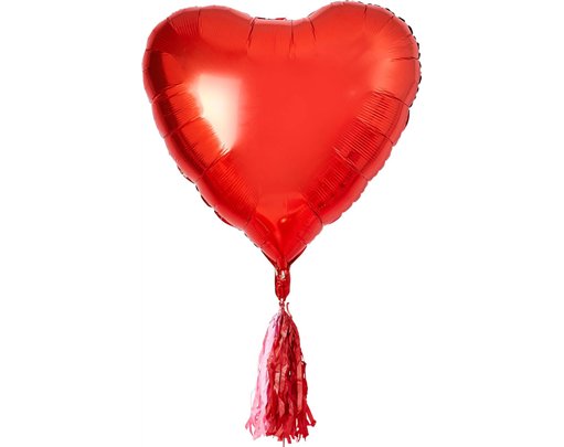 32in GIANT HEART BALLOON WITH TASSELS