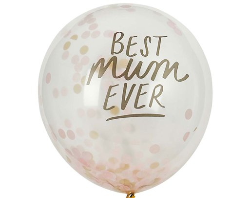 5PK 12in 'BEST MUM EVER' CONFETTI BALLOONS