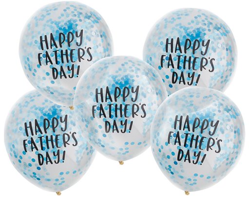 5PK 12in HAPPY FATHER'S DAY BLUE CONFETTI BALLOONS