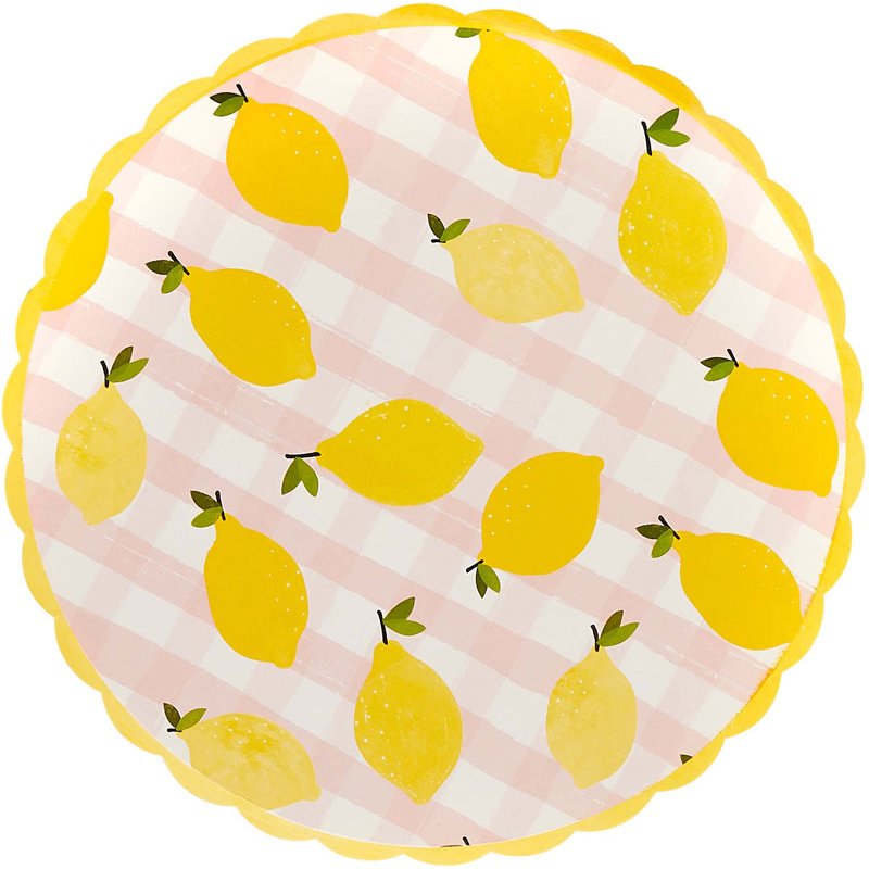 8PK LEMON & GINGHAM PAPER PLATES