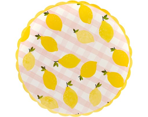 8PK LEMON & GINGHAM PAPER PLATES