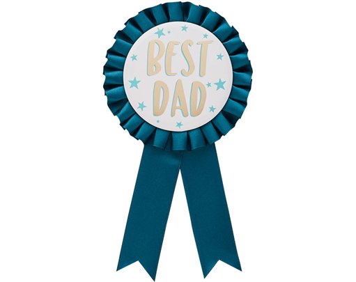 'BEST DAD' TEAL SATIN BADGE