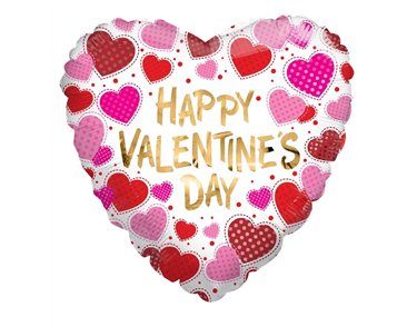 18in HAPPY VALENTINES DAY DOTS & HEARTS ECO FOIL BALLOON