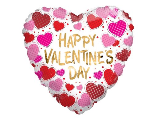 18in HAPPY VALENTINES DAY DOTS & HEARTS ECO FOIL BALLOON
