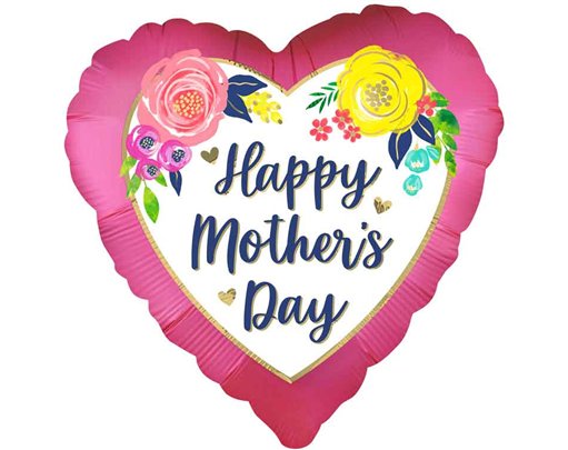 18in MOTHERS DAY FLORAL PINK SATIN FOIL BALLOON