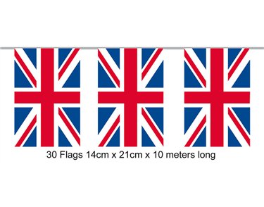 10m 30 FLAGS RECTANGULAR UNION JACK BUNTING