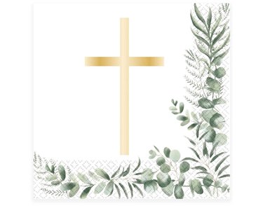 16PK BOTANICAL CELEBRATION CROSS NAPKINS