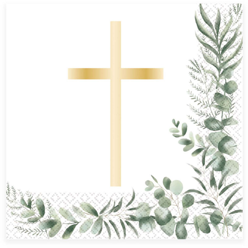 16PK BOTANICAL CELEBRATION CROSS NAPKINS