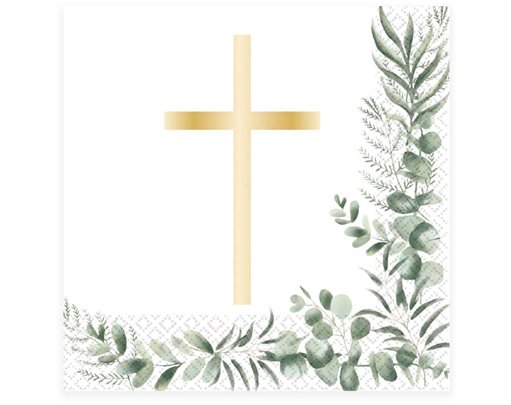 16PK BOTANICAL CELEBRATION CROSS NAPKINS