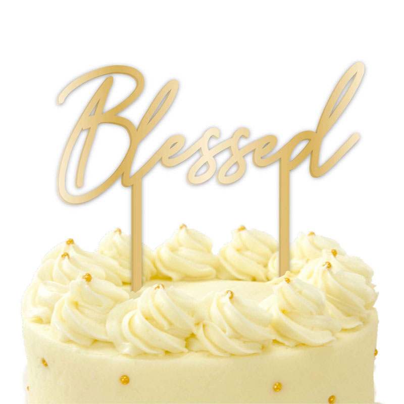 BOTANICAL BLESSED ACRYLIC CAKE TOPPER