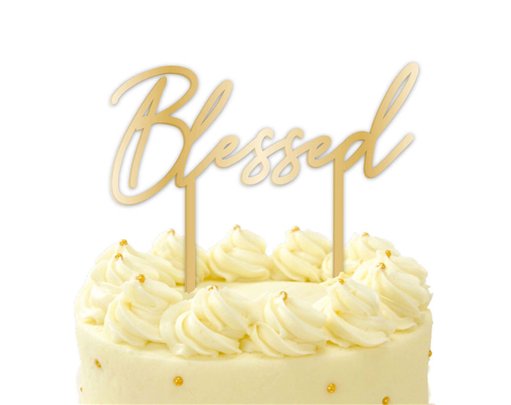 BOTANICAL BLESSED ACRYLIC CAKE TOPPER