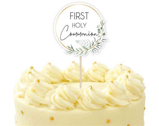 BOTANICAL COMMUNION CARD CAKE TOPPER