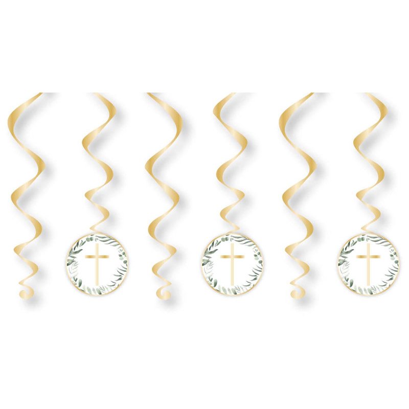 6PC BOTANICAL CROSS SWIRL DECORATIONS