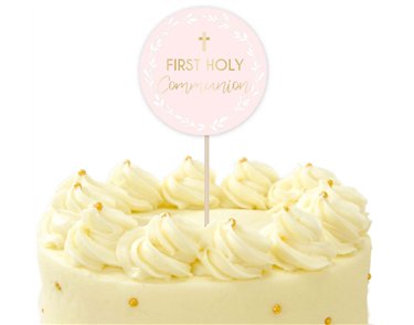 PINK BOTANICAL CROSS CAKE TOPPER
