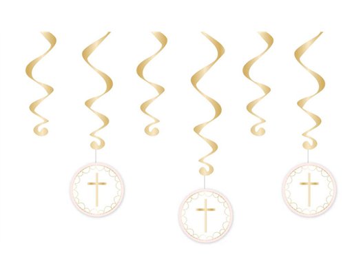 6PC PINK BOTANICAL CROSS SWIRLS