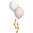 6PK 11in PINK BOTANICAL CROSS LATEX BALLOON WITH TASSELS