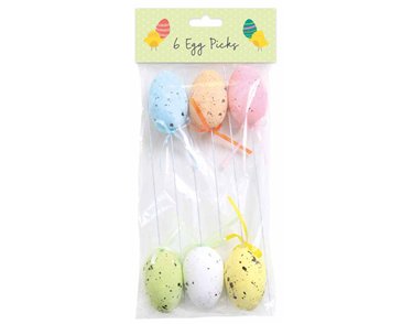 6PK EGG PICKS DECORATIONS