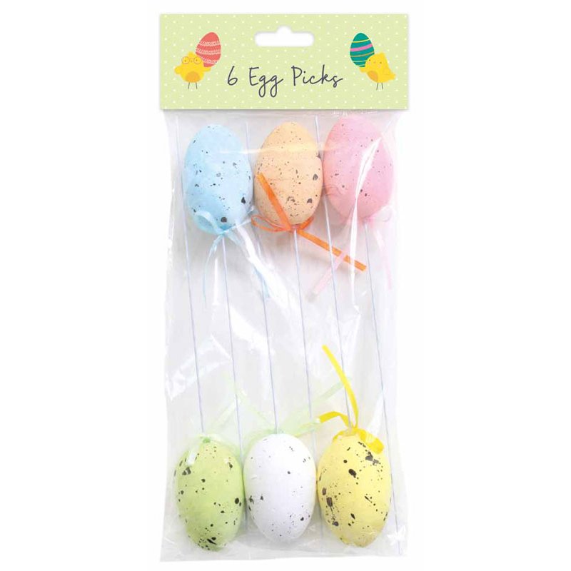 6PK EGG PICKS DECORATIONS