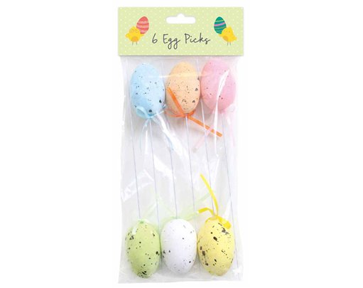 6PK EGG PICKS DECORATIONS