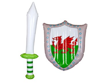 INFLATABLE WALES FLAG SHIELD & SWORD