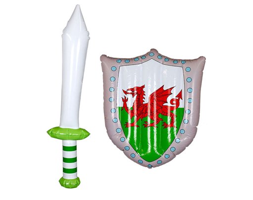 INFLATABLE WALES FLAG SHIELD & SWORD