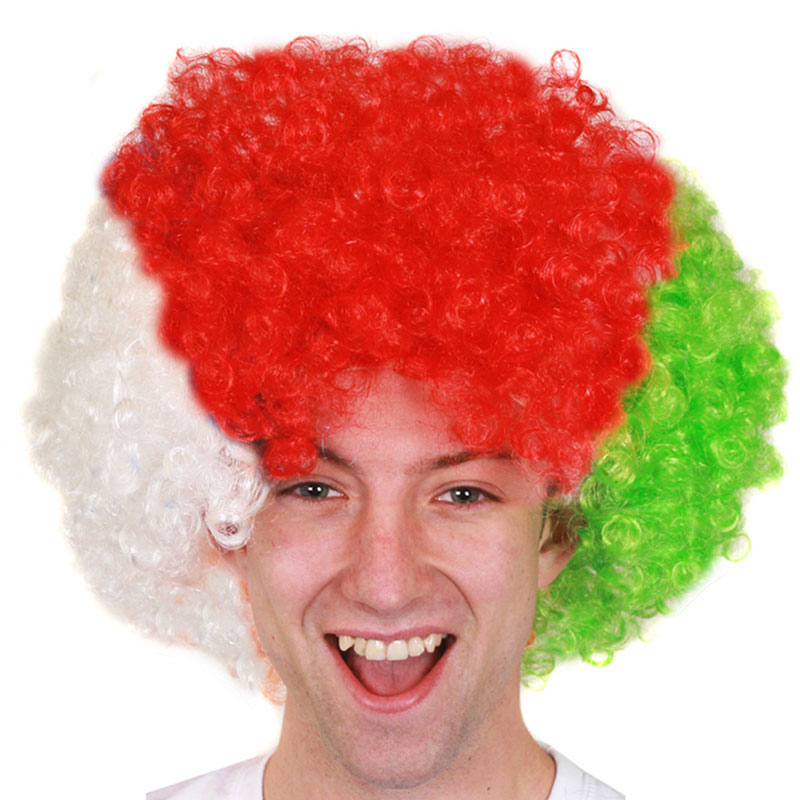 RED, WHITE AND GREEN AFRO WIG