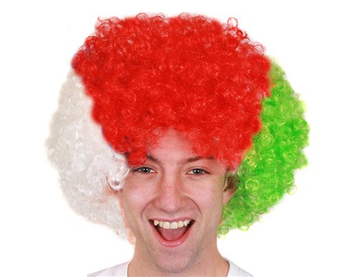 RED, WHITE AND GREEN AFRO WIG