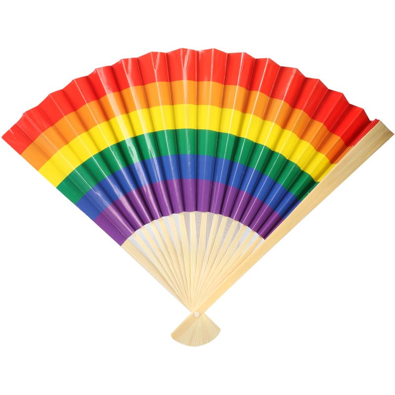 25.5cm RAINBOW PRIDE FOLDING FAN 12S