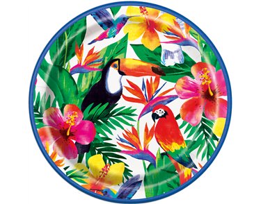 8PK 9in TROPICAL PALM LUAU PLATES