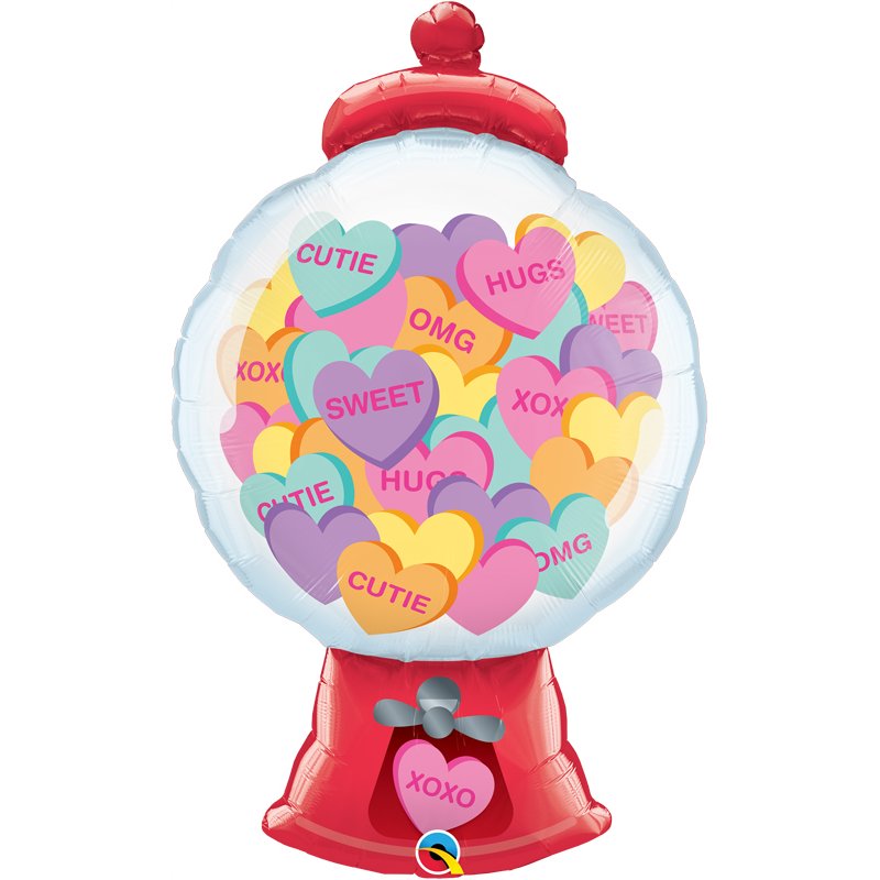 43in CANDY HEARTS GUMBALL MACHINE FOIL BALLOON