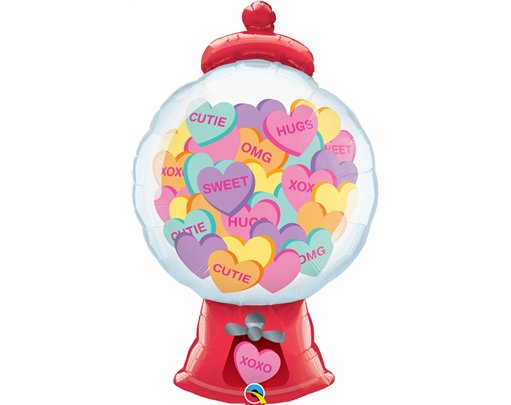 43in CANDY HEARTS GUMBALL MACHINE FOIL BALLOON