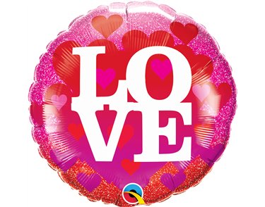 18in LOVE HEARTS & GLITTER FOIL BALLOON
