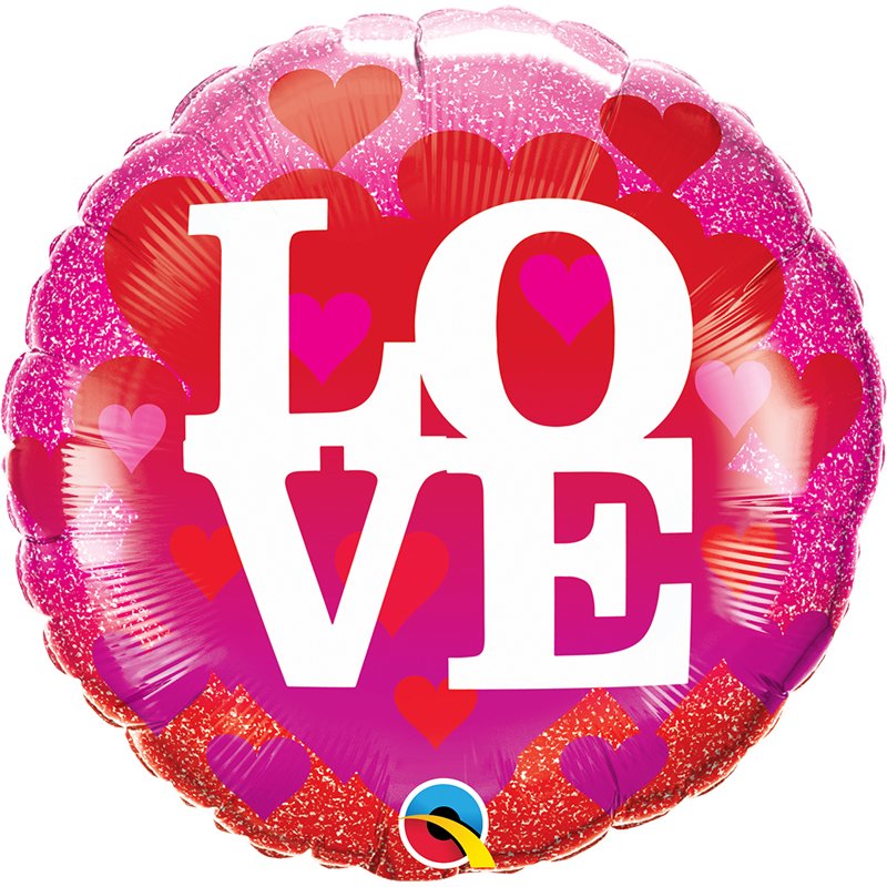 18in LOVE HEARTS & GLITTER FOIL BALLOON