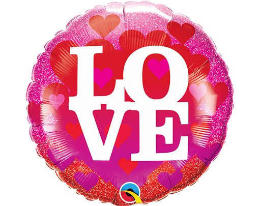 18in LOVE HEARTS & GLITTER FOIL BALLOON