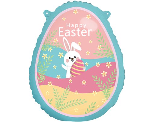 EASTER EGG BUNNY BLUE FOIL BALLOON